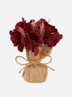 Arreglo De Flores Artificiales Con Jarrón De Yute