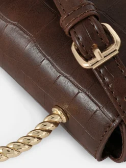 Bandolera De Cocodrilo Sintético Con Asa Metálica