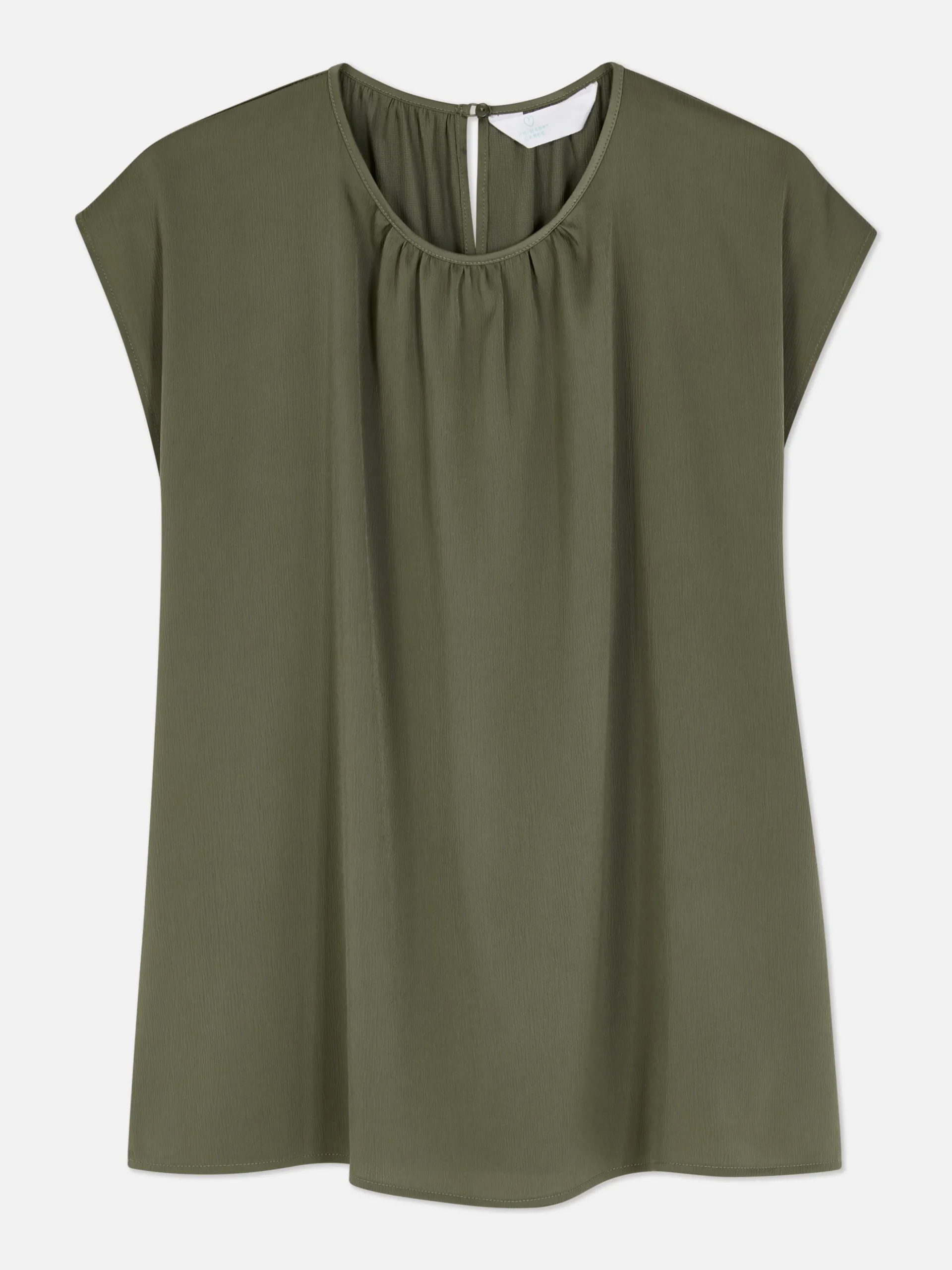 Blusa De Mangas Casquillo Con Cuello Fruncido