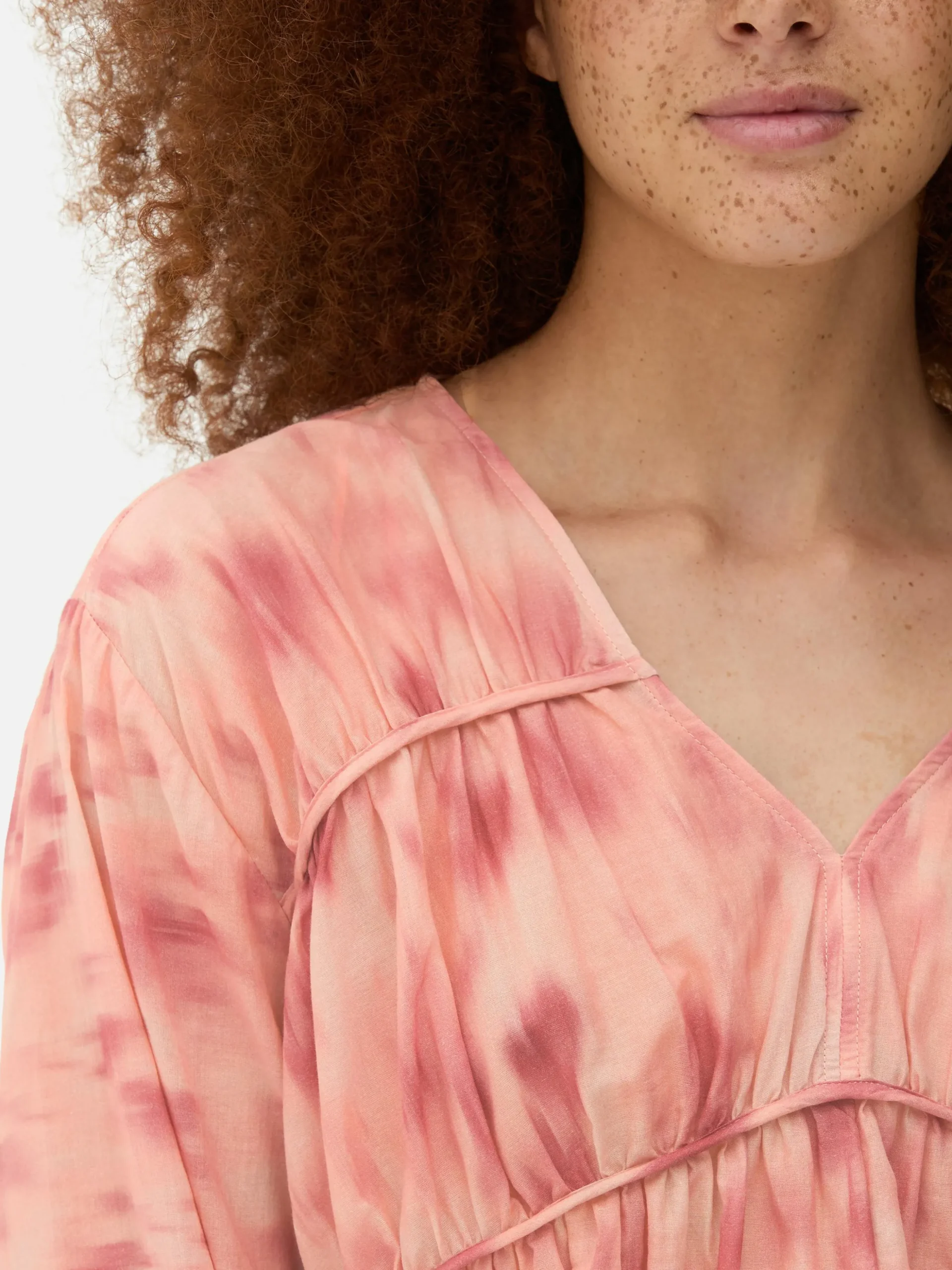 Blusa Drapeada De Gasa Con Vuelo