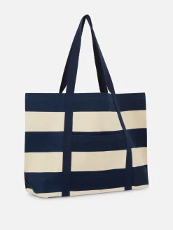Bolso Shopper De Lona A Rayas De Rita Ora