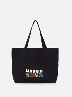 Bolso Shopper De Lona Extragrande Con Diseño Urbano
