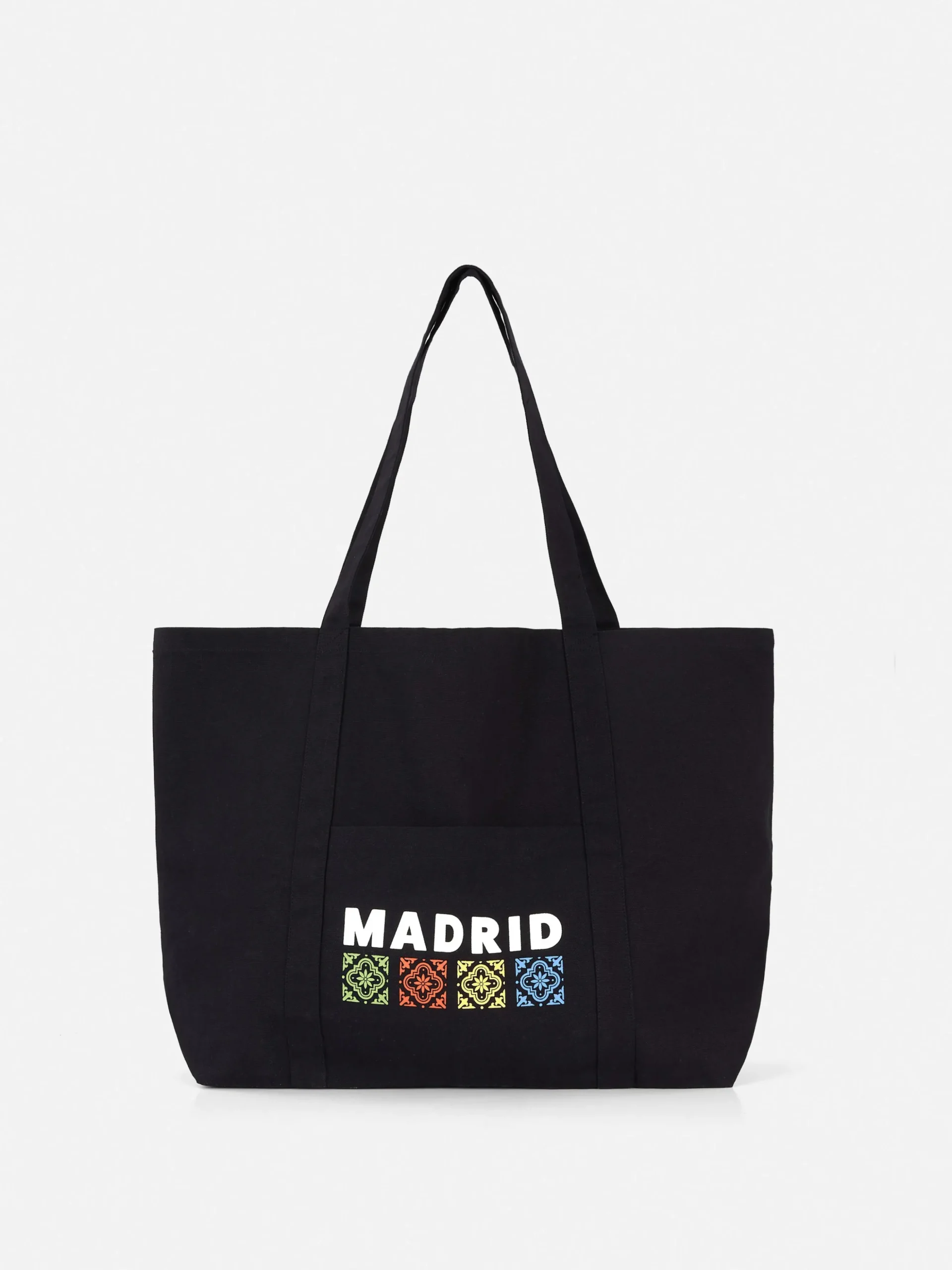 Bolso Shopper De Lona Extragrande Con Diseño Urbano