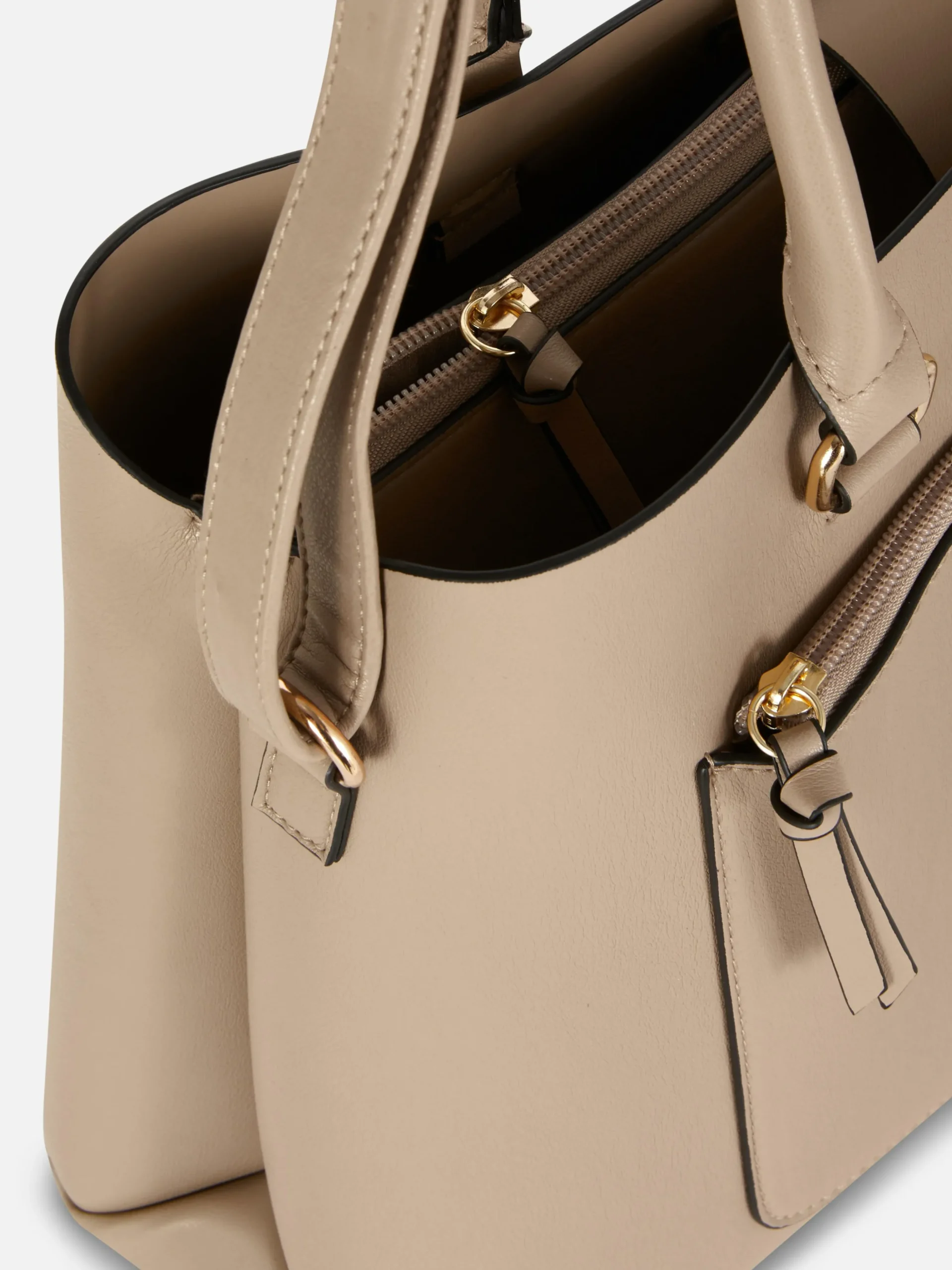 Bolso Tote De Piel Sintética Con Bolsillo