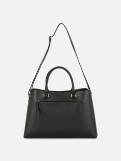 Bolso Tote De Piel Sintética Con Bolsillo