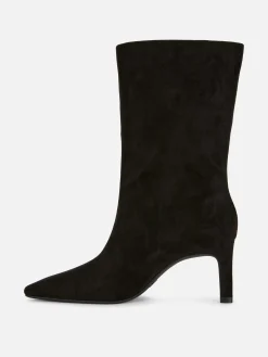 Botas De Antelina Con Tacón De Aguja