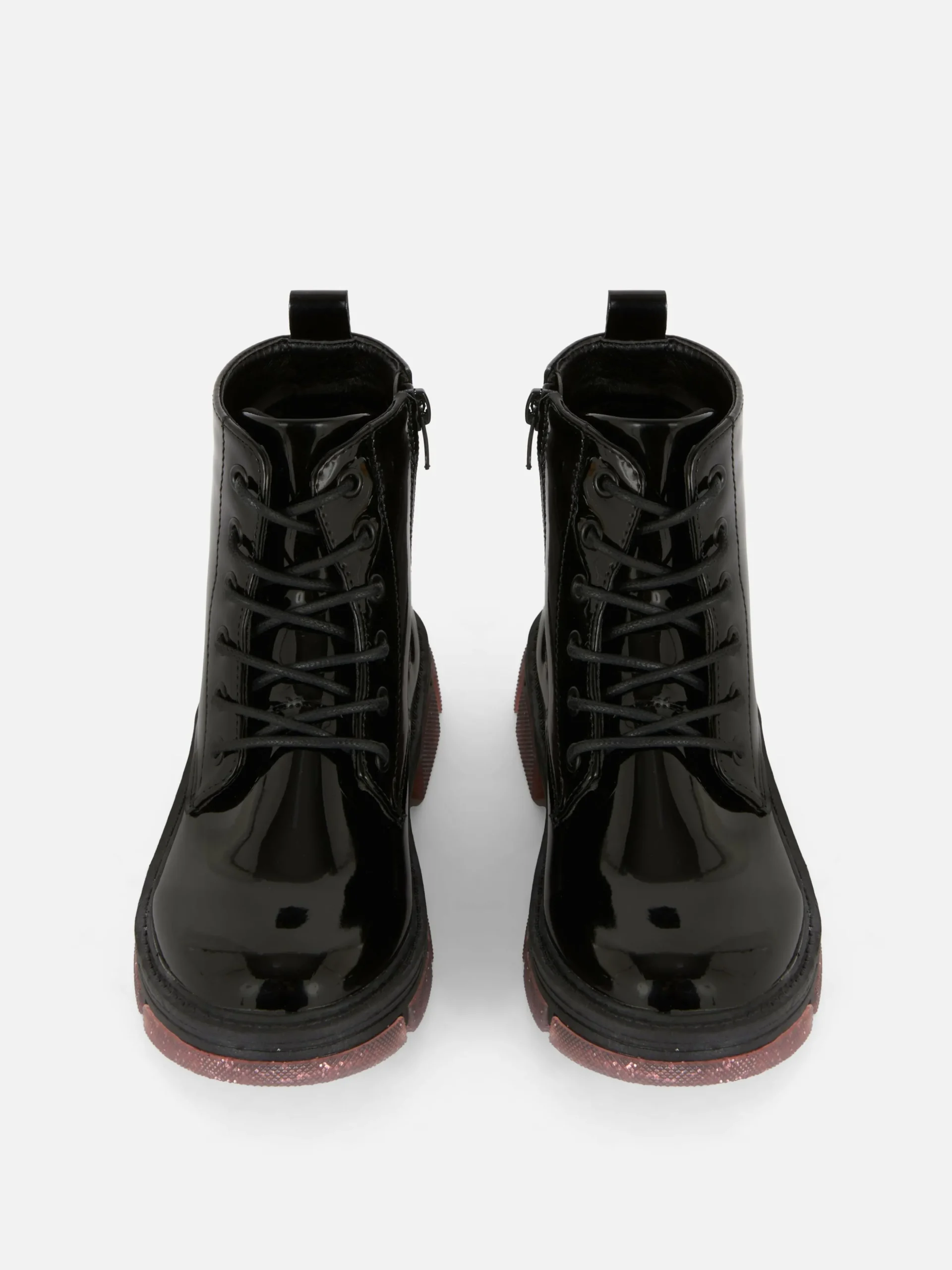 Botas De Charol Sintético Con Suela Brillante