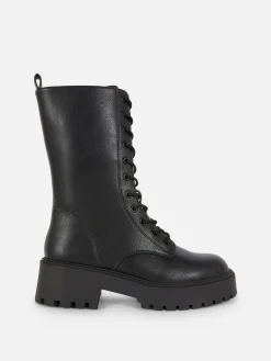 Botas Moteras Gruesas Con Cordones