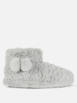 Botines De Pelo Con Pompones