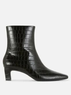 Botines De Tacón Con Puntera Cuadrada