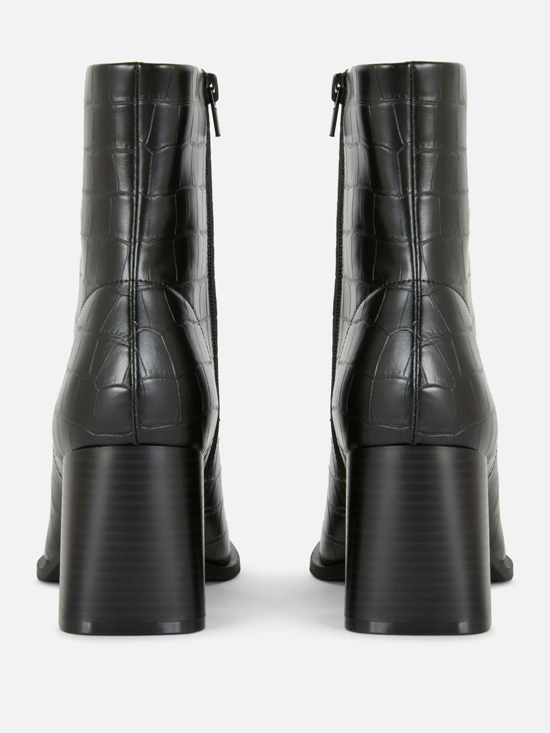 Botines De Tacón De Piel De Cocodrilo Sintética
