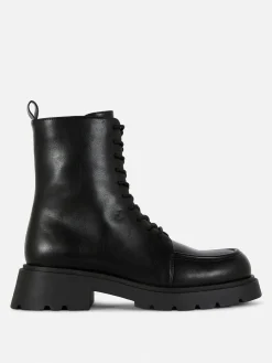 Botines Ribeteados Con Cordones