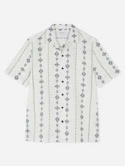 Camisa De Manga Corta Arrugada Con Diseño Geométrico