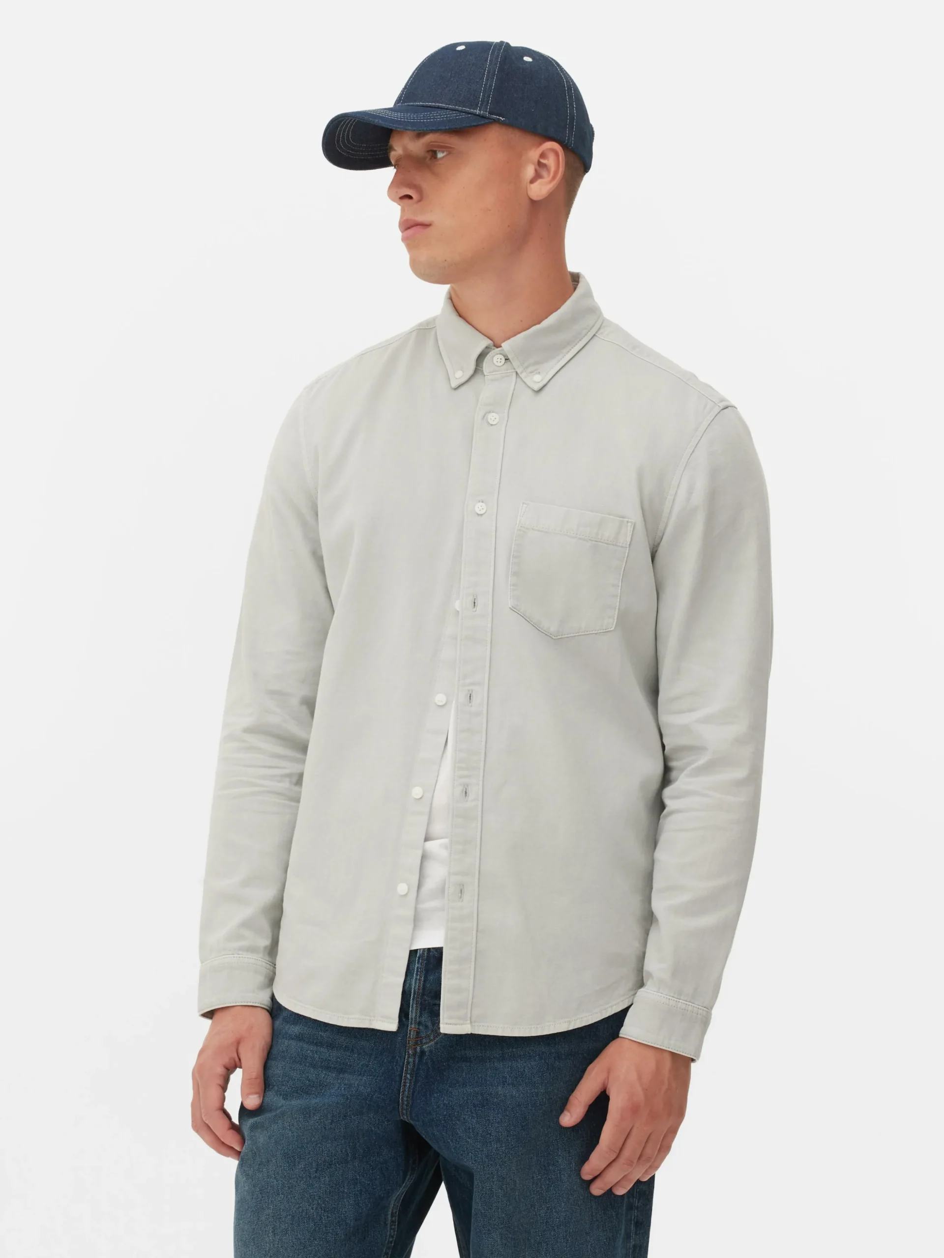 Camisa De Sarga De Algodón De Manga Larga