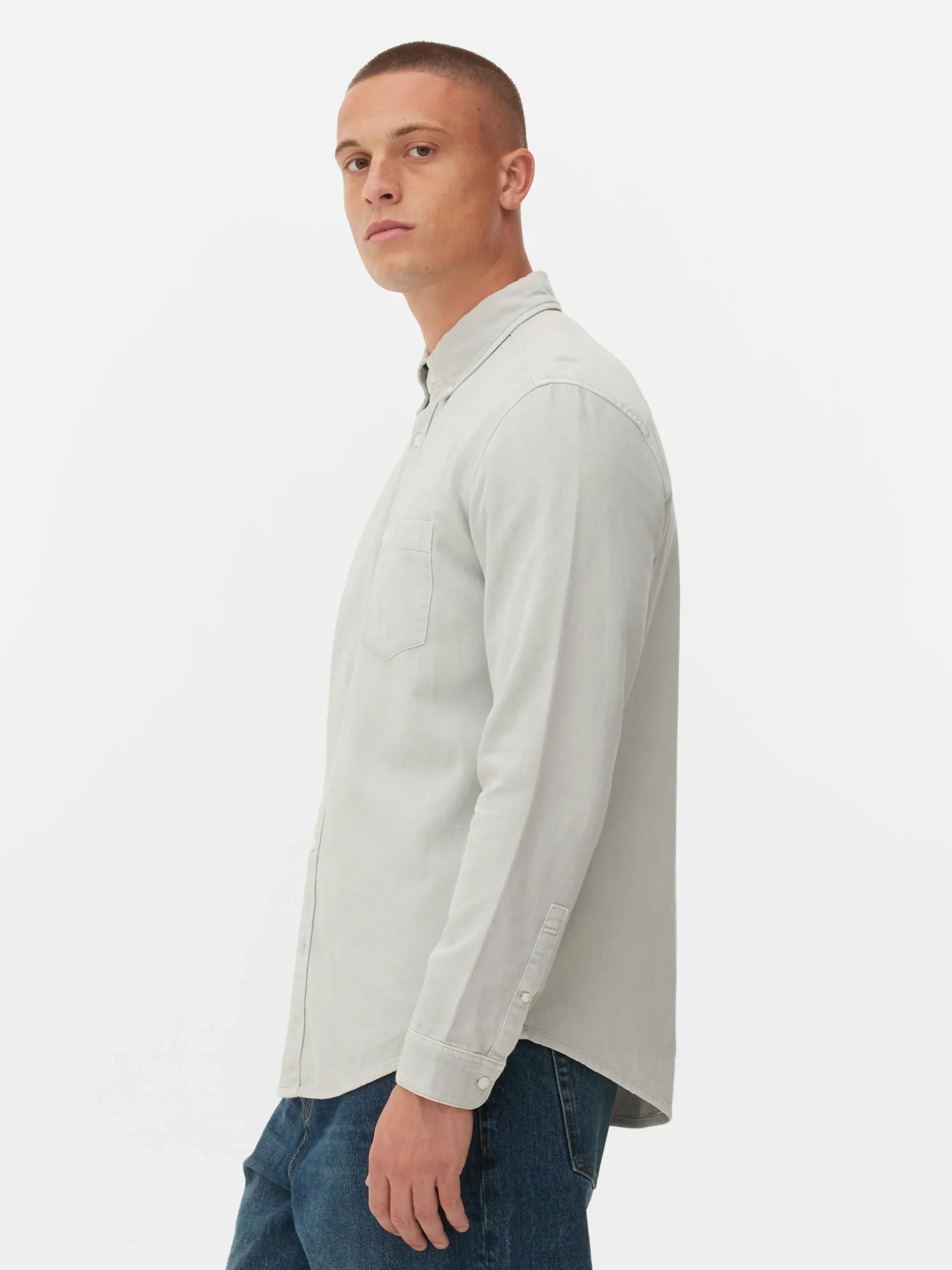 Camisa De Sarga De Algodón De Manga Larga