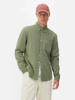 Camisa De Sarga De Algodón De Manga Larga