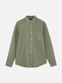 Camisa De Sarga De Algodón De Manga Larga