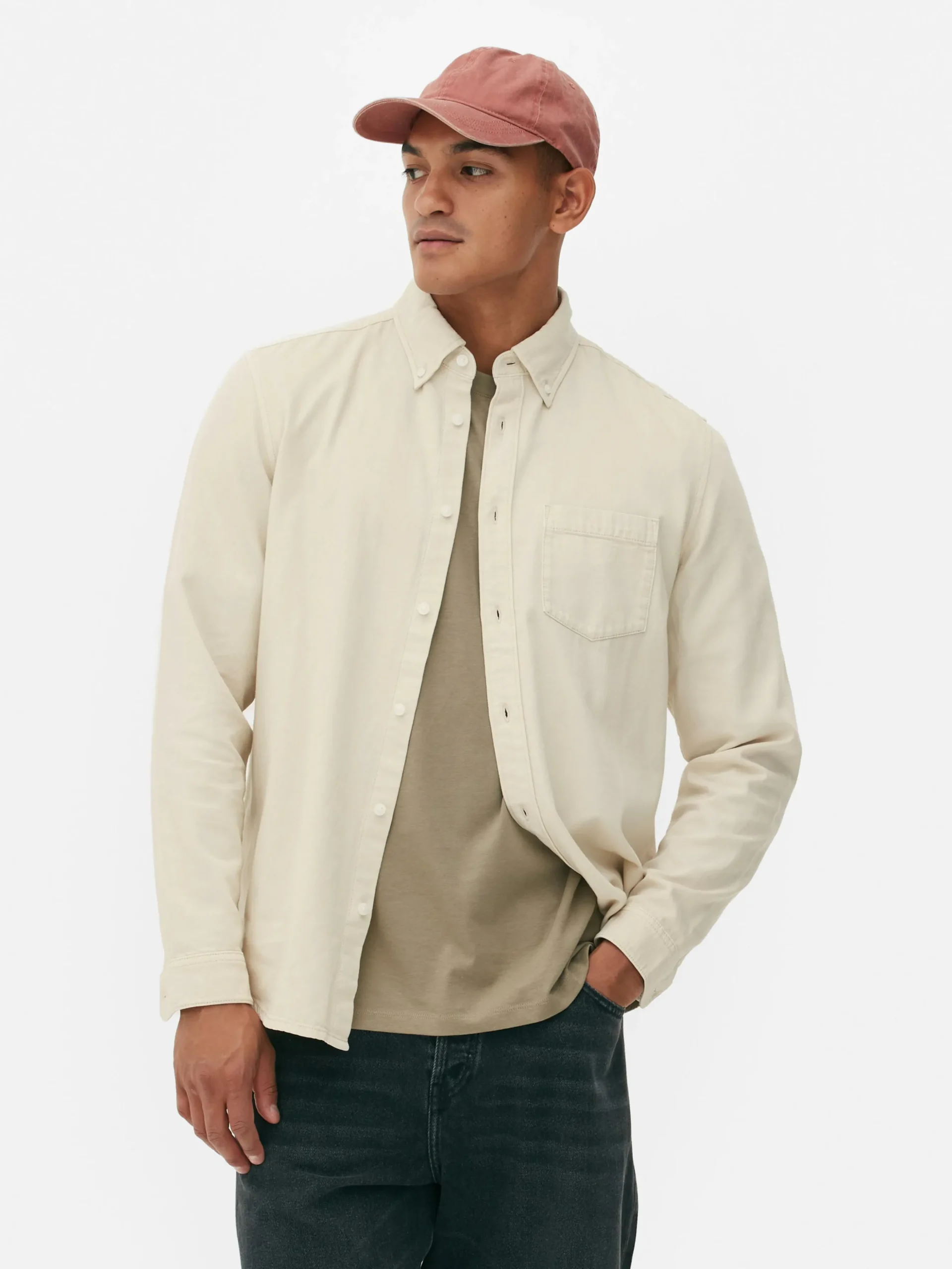 Camisa De Sarga De Algodón De Manga Larga
