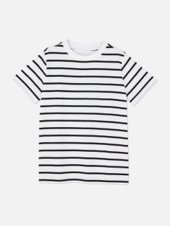 Camiseta A Rayas Con Cuello Redondo