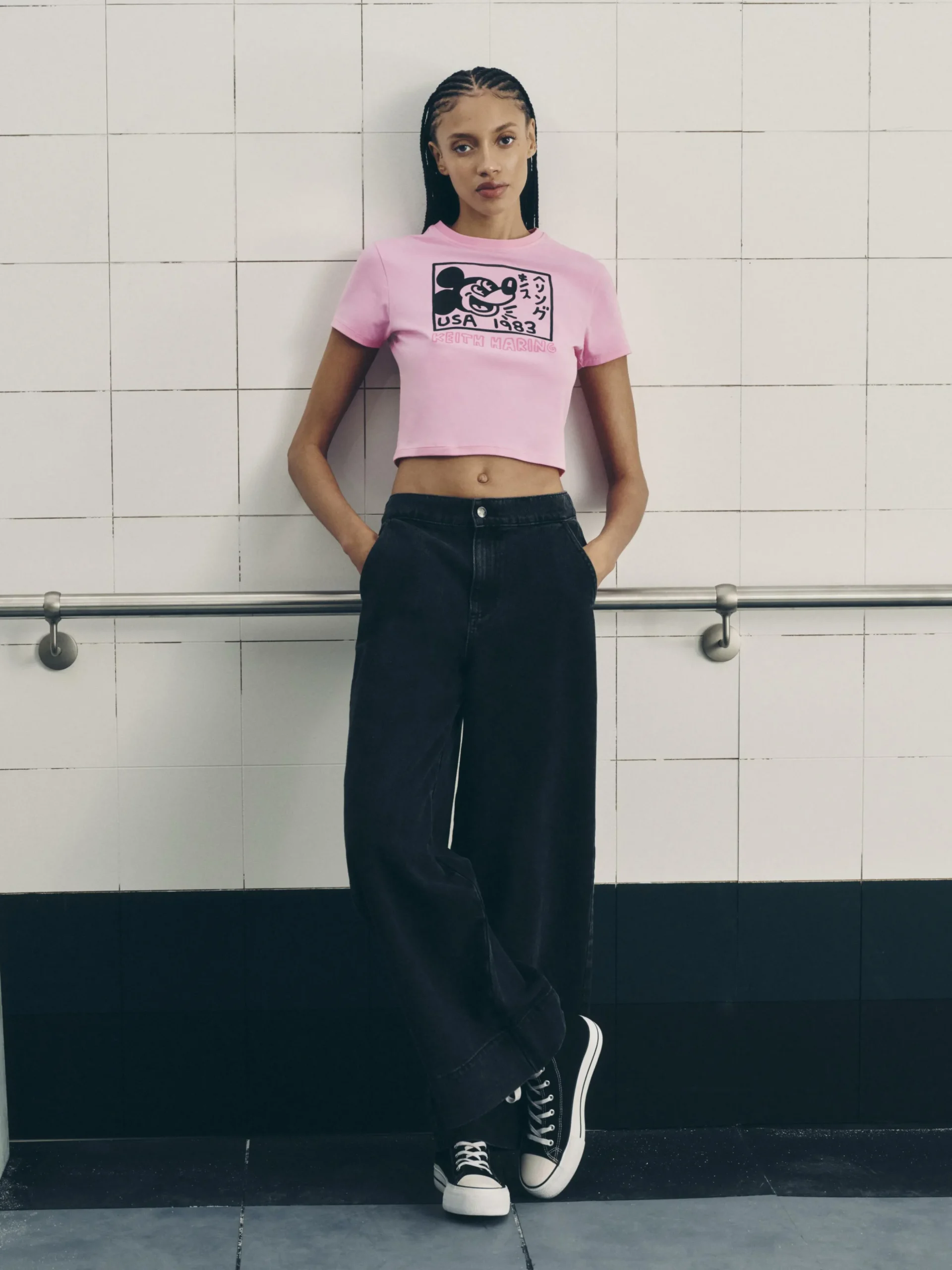 Camiseta Corta Mickey Mouse De Disney X Keith Haring