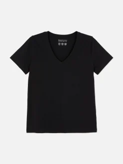 Camiseta De Corte Recto Con Cuello De Pico