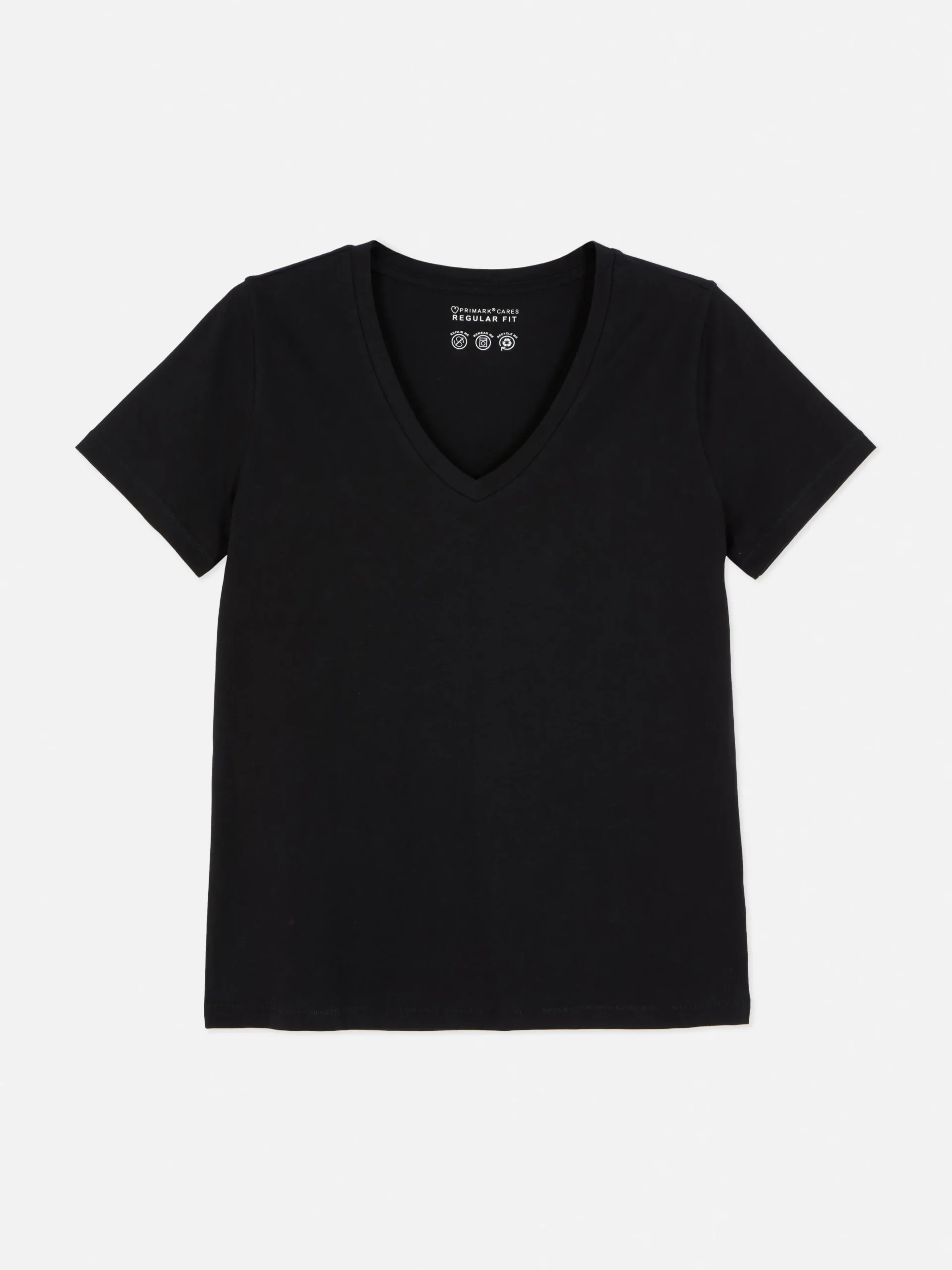 Camiseta De Corte Recto Con Cuello De Pico