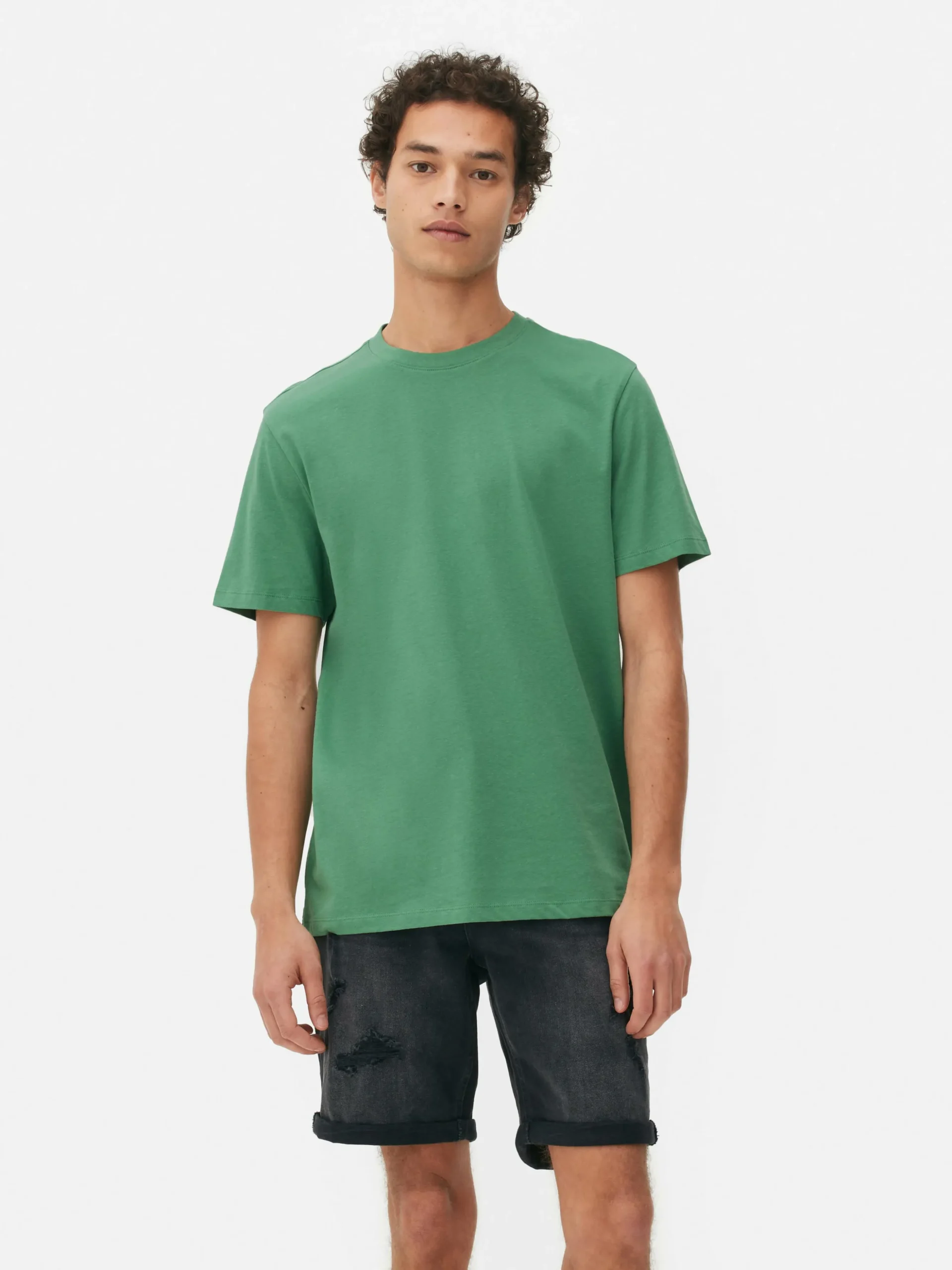 Camiseta De Cuello Redondo Y Corte Recto