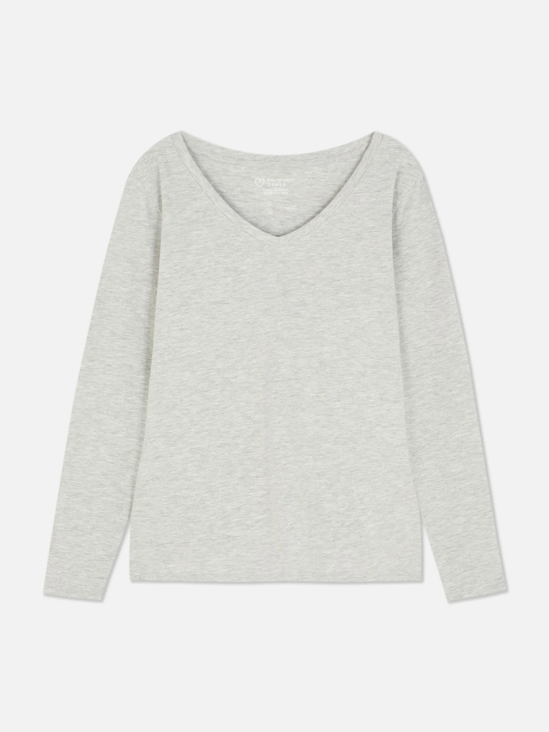 Camiseta De Manga Larga Con Cuello De Pico