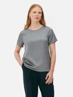 Camiseta De Satén De Manga Corta De The Edit
