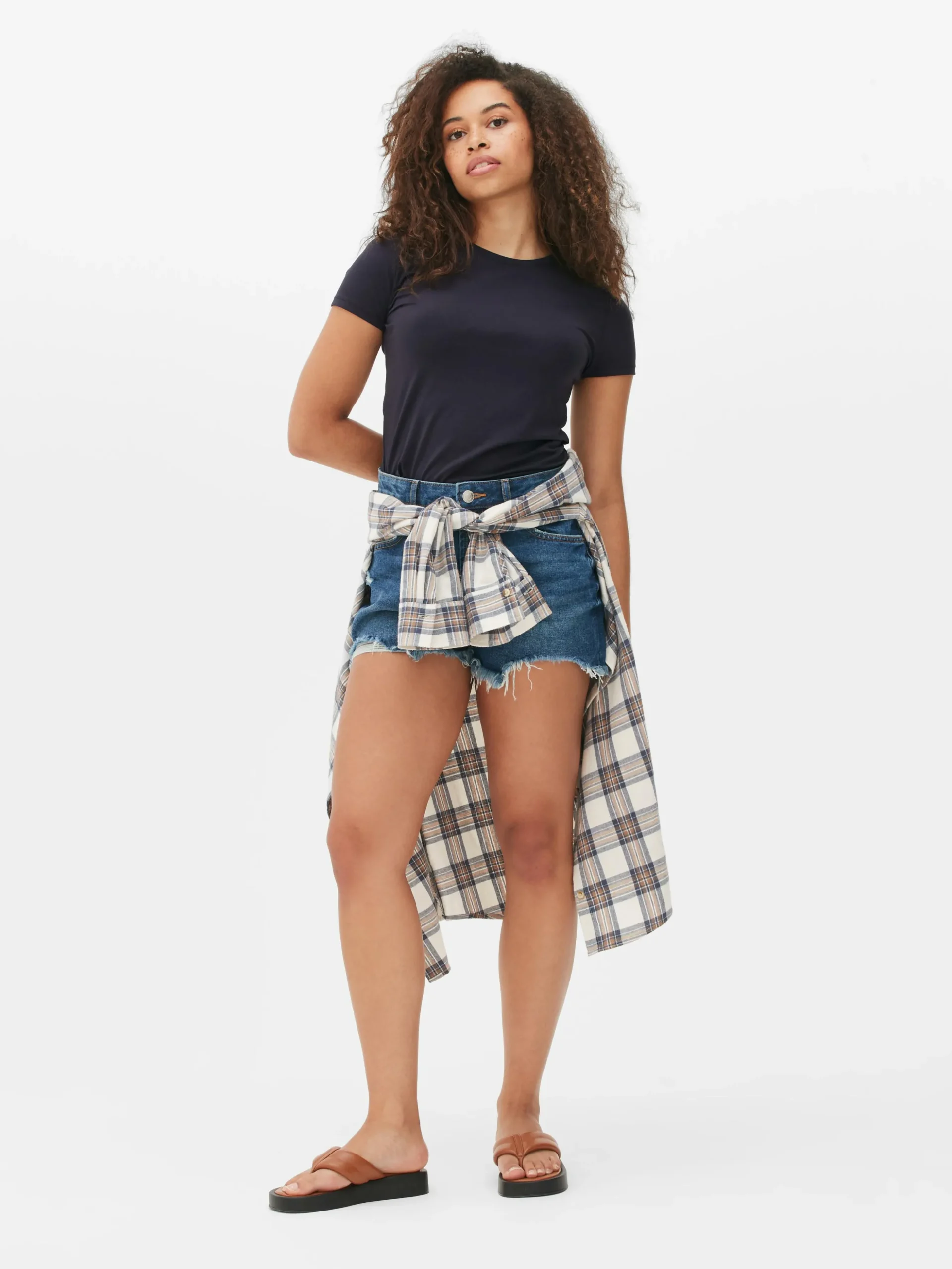 Camiseta Elástica Con Cuello Redondo