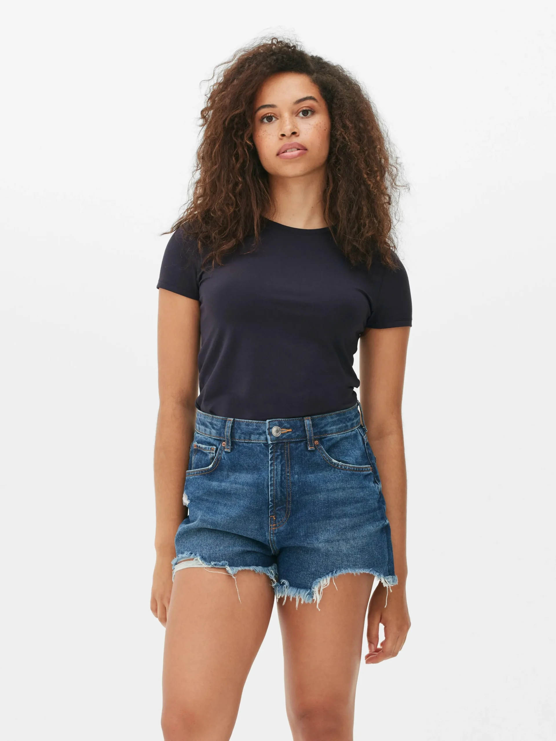 Camiseta Elástica Con Cuello Redondo