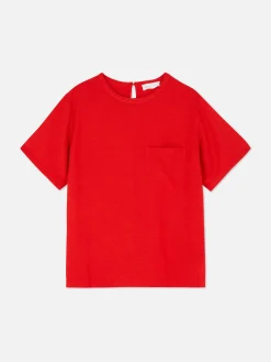 Camiseta En Mezcla De Lino Con Bolsillo