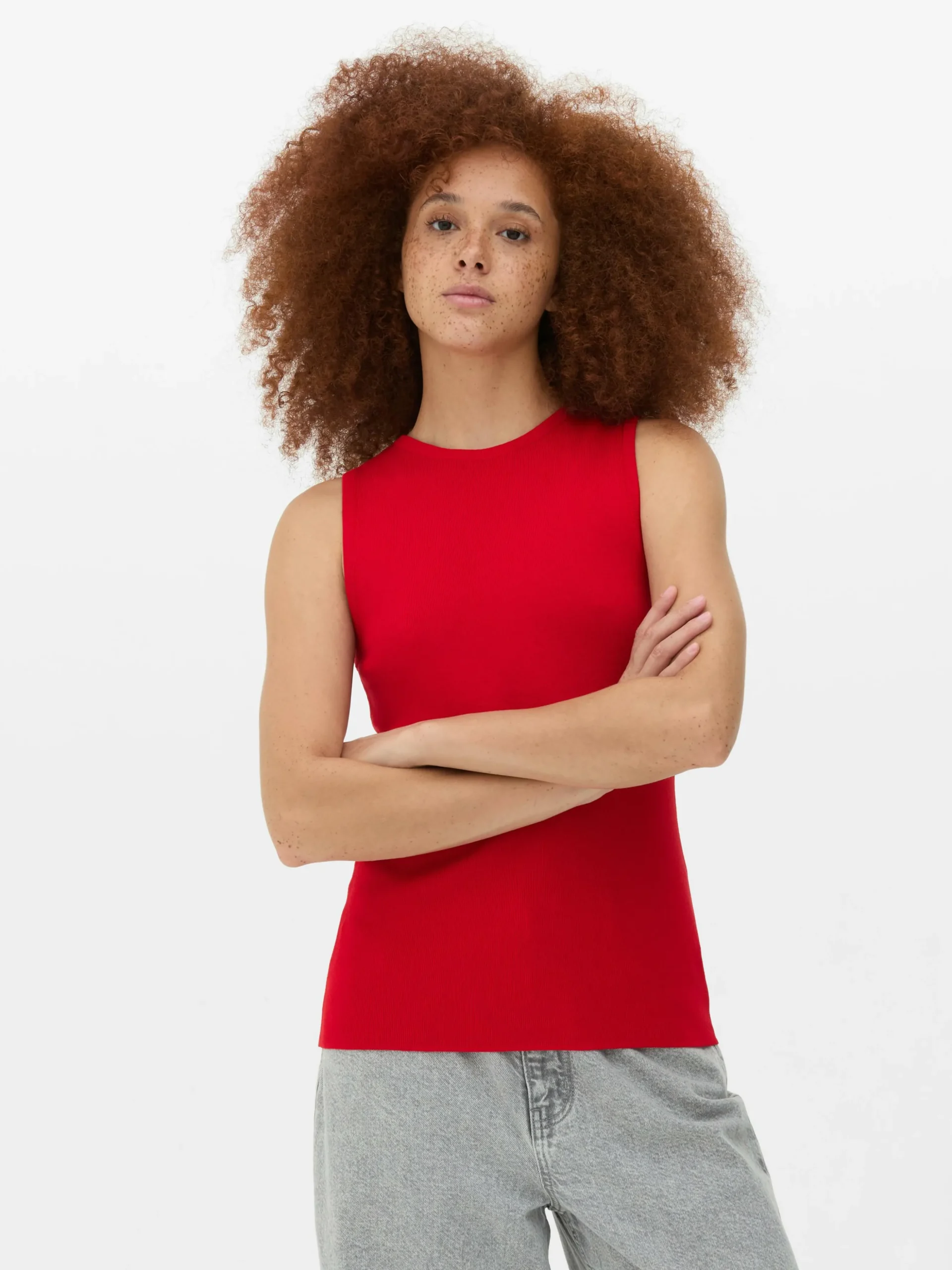 Camiseta Larga Sin Mangas De Cuello Redondo