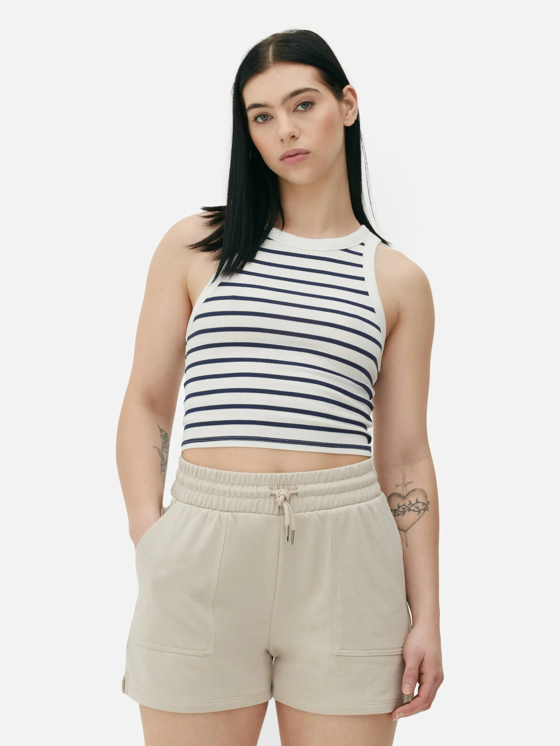 Camiseta Sin Mangas A Rayas Con Espalda Nadadora