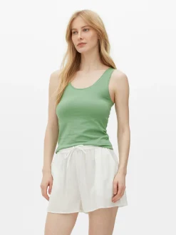 Camiseta Sin Mangas Elástica Básica De Escote Amplio