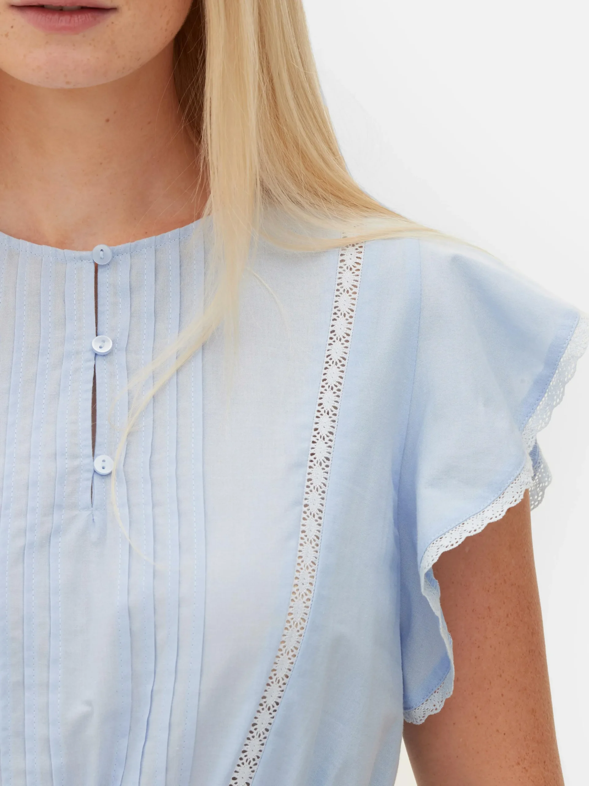 Camiseta Victoriana Sin Mangas Con Bordado Inglés