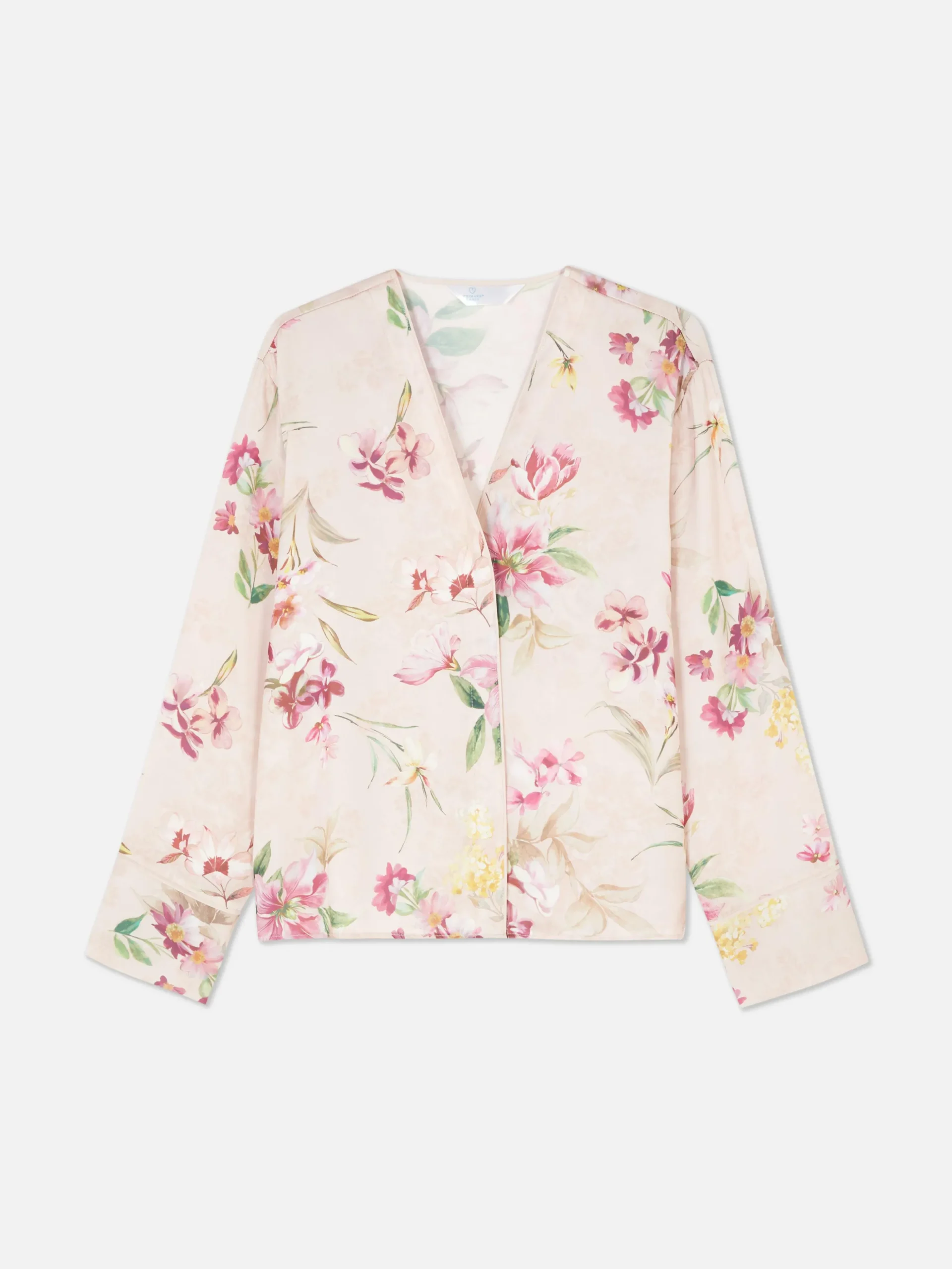 Camisón Con Cuello De Pico En Satén Con Flores