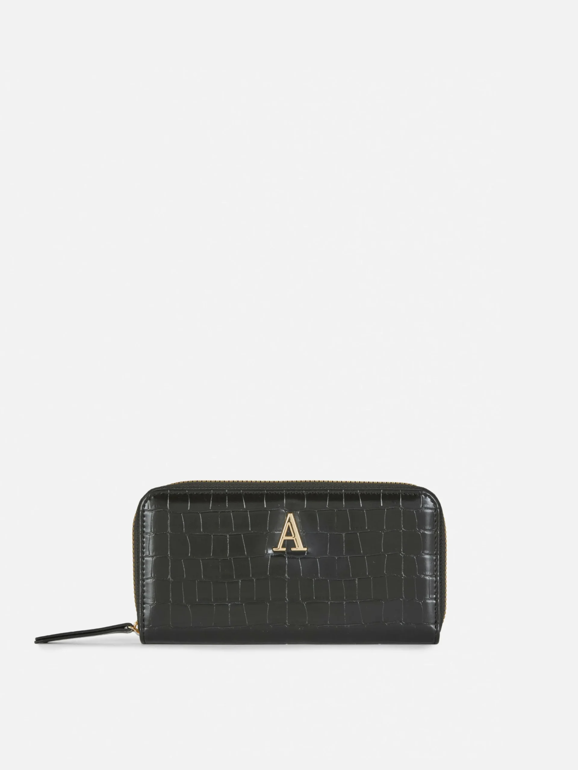 Cartera De Piel De Cocodrilo Sintética Con Inicial
