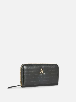 Cartera De Piel De Cocodrilo Sintética Con Inicial