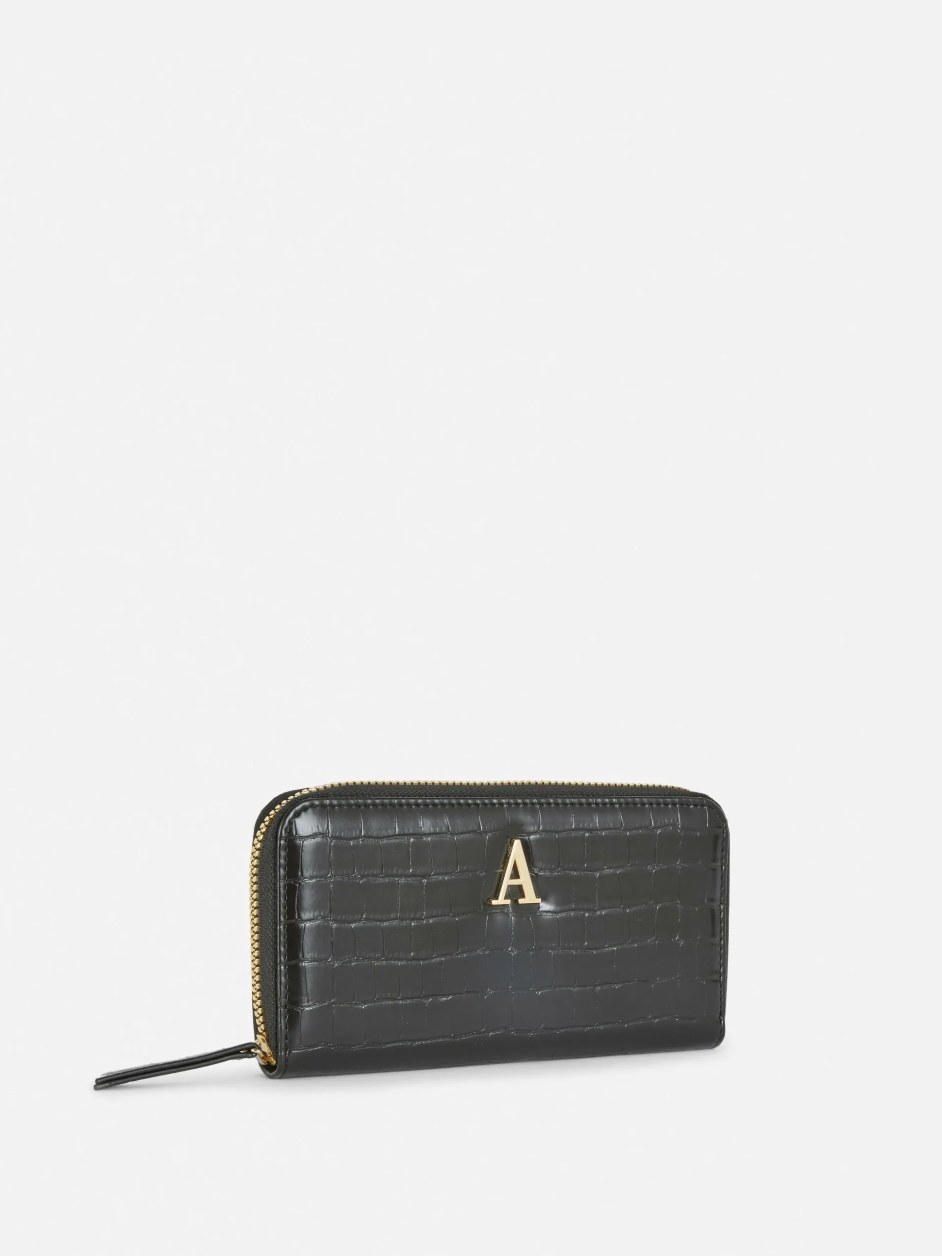 Cartera De Piel De Cocodrilo Sintética Con Inicial