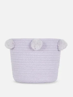 Cesta Tejida Con Pompón Decorativo