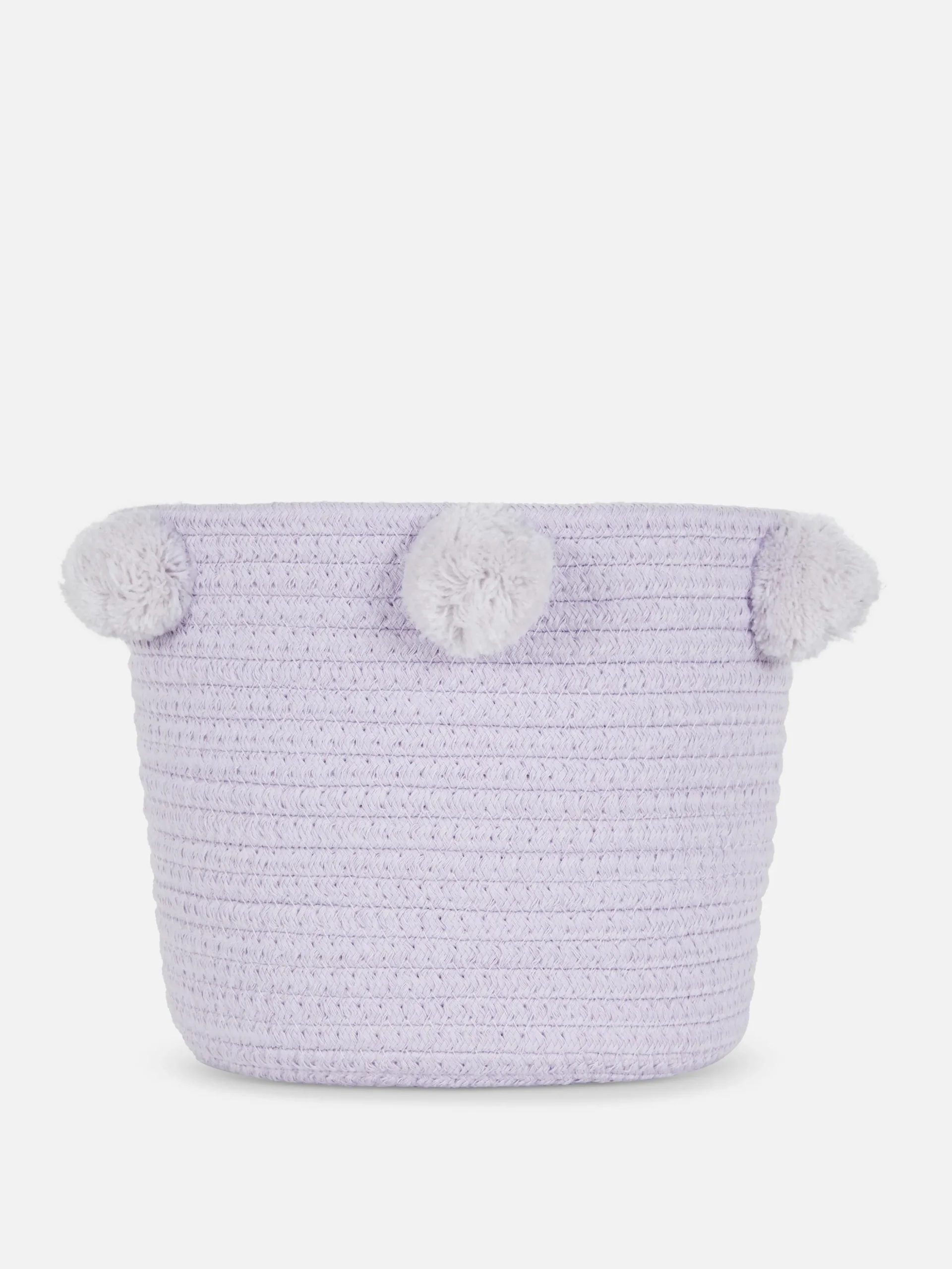 Cesta Tejida Con Pompón Decorativo