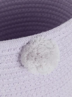 Cesta Tejida Con Pompón Decorativo