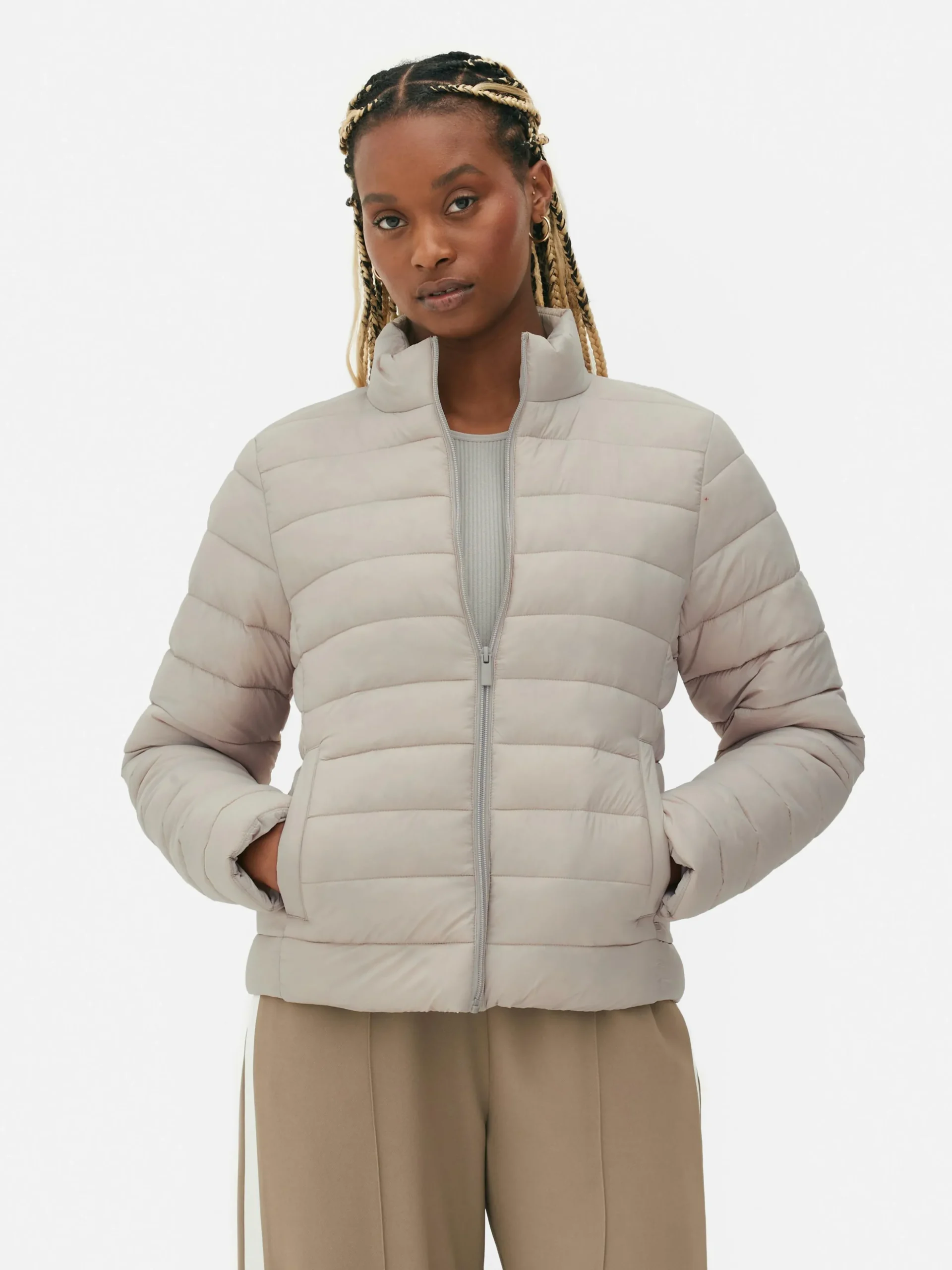 Chaqueta Acolchada Con Cuello Chimenea