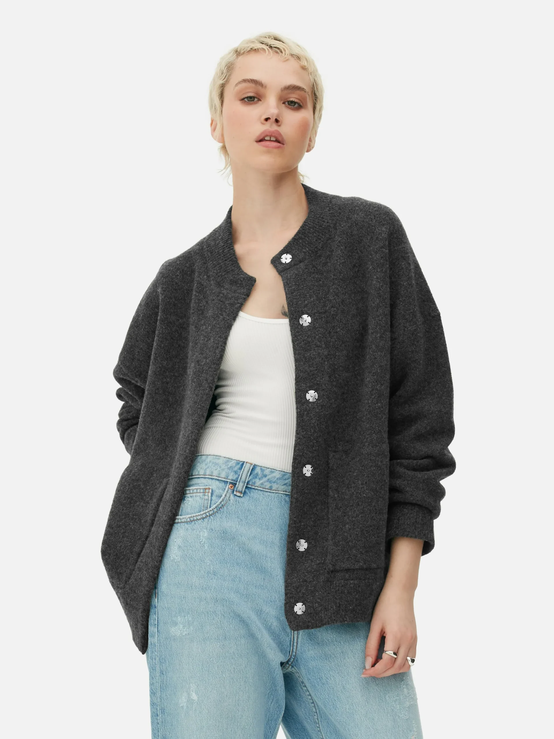 Chaqueta Bómber De Punto Extragrande