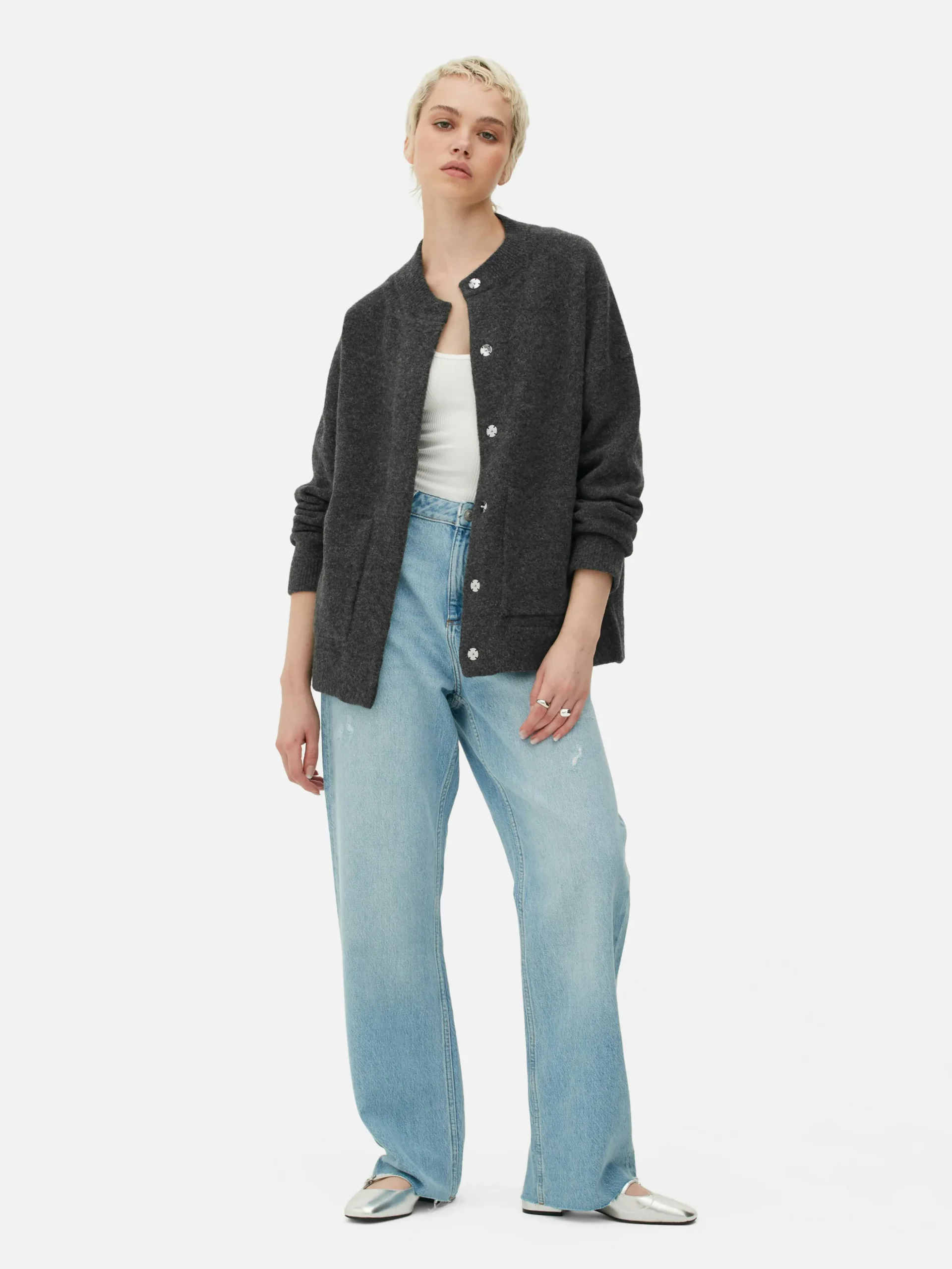 Chaqueta Bómber De Punto Extragrande