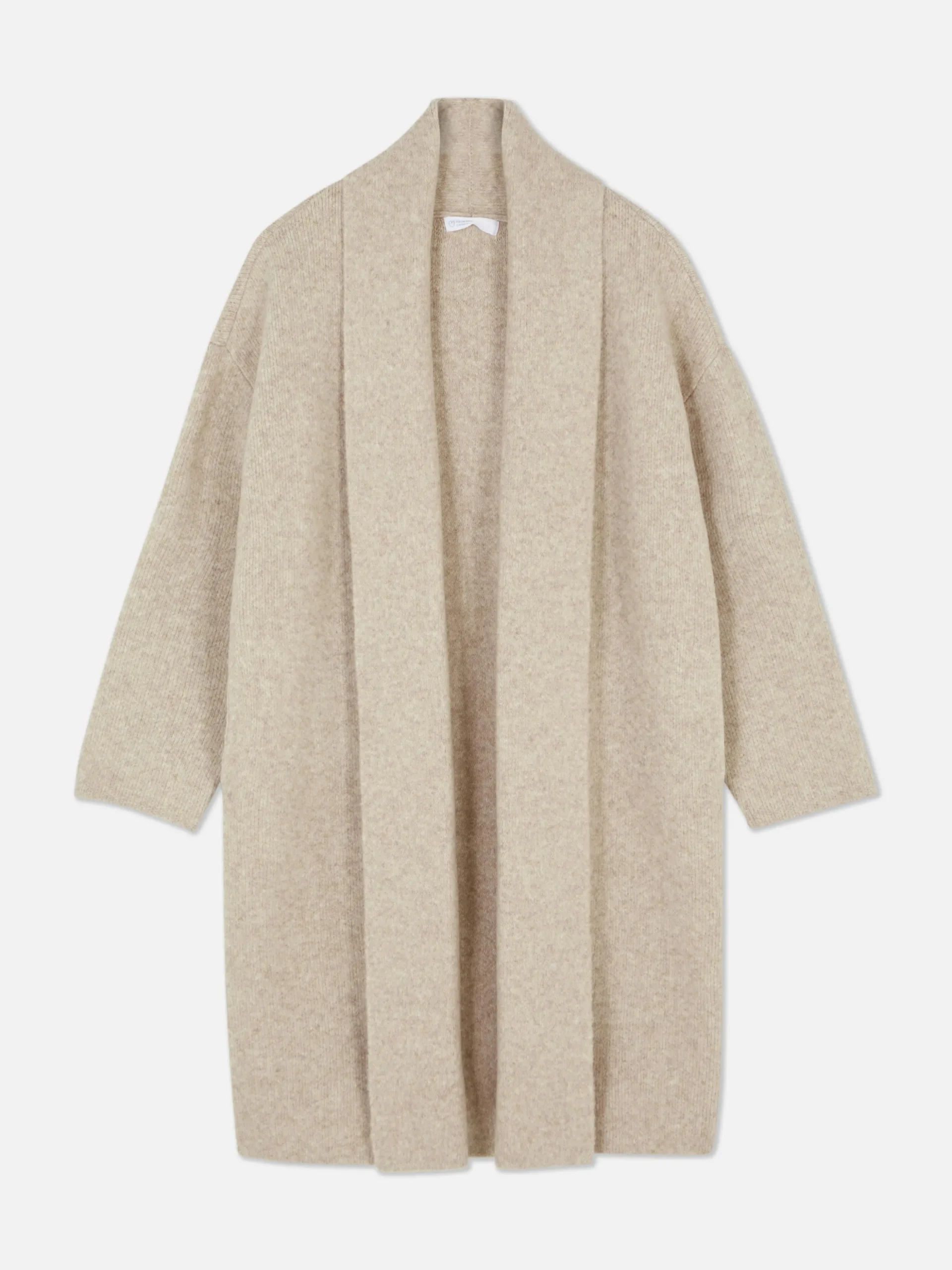 Chaqueta Larga De Punto Con Cuello Esmoquin