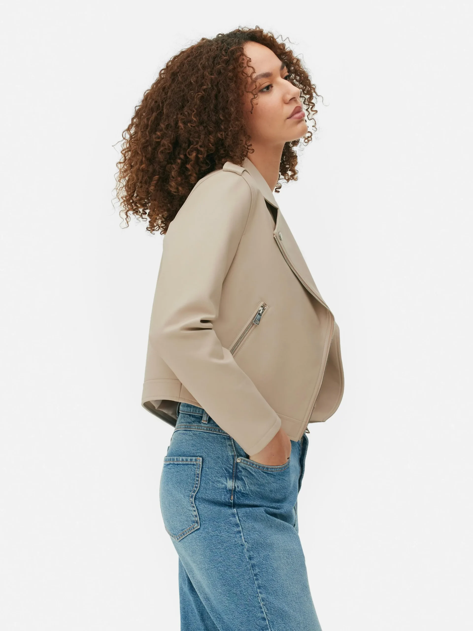 Chaqueta Motera Básica De Cuero Sintético