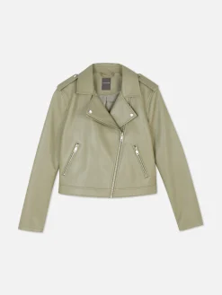 Chaqueta Motera Básica De Cuero Sintético