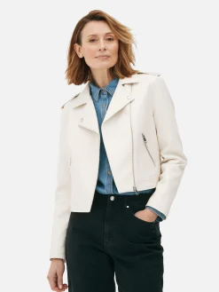Chaqueta Motera Básica De Cuero Sintético